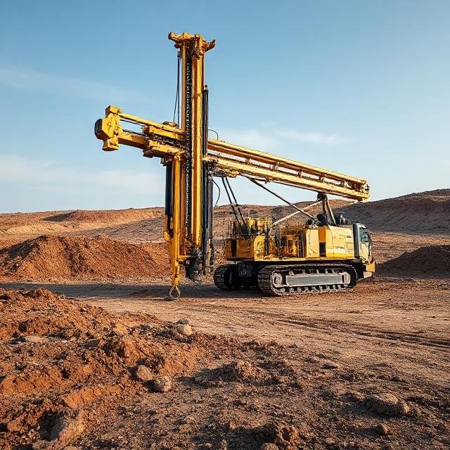 Heavy-duty rotary drilling rig operating at a mining or geotechnical exploration site